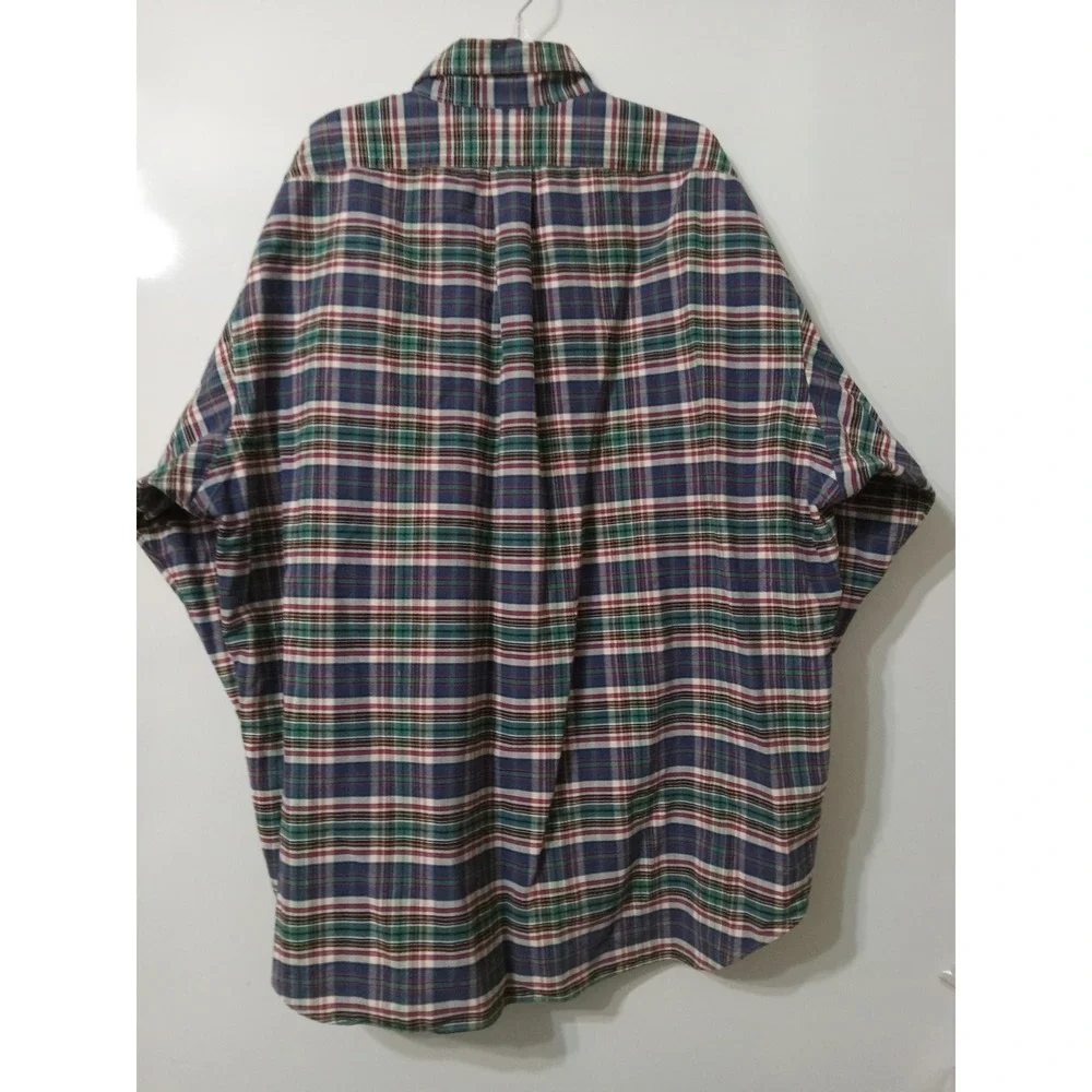 Polo Ralph Lauren Big Shirt Mens XL Plaid Button Down Long Sleeve Cotton Navy‎